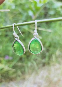 Green Teardrop Dangle Earrings