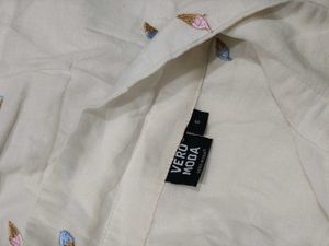 Vera moda Cream Embroidered Button-Up Shirt