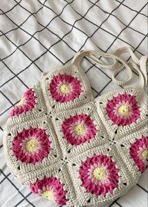 Crochet Flower Tote Bag