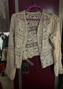 Crochet Knit Kimono Cardigan