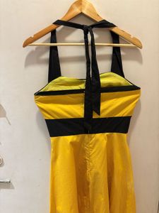 Yellow &amp; Black Mini Halter Dress