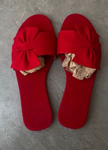Red Bow Slip-On flats