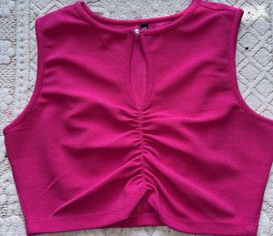 Chic Ruched Pink Crop Top