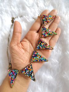 Boho Beaded Triangle Necklace