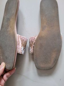 Beaded Pink Slide Sandals