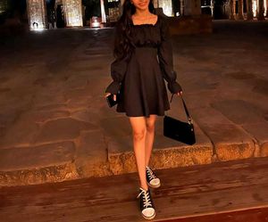 Chic Black Puff Sleeve Mini Dress