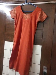 Vintage Orange Paisley Dress