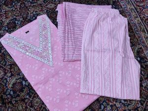 Elegant Pink Printed Kurta Set - 40 Bust