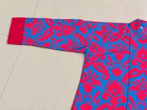Stylish red♥️ with Blue 💙 Printed Kurta