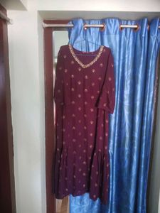 Maroon Embellished Anarkali Maxi