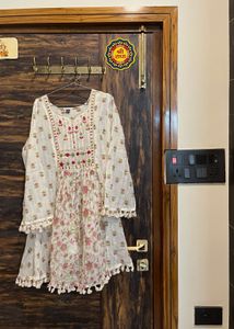 White Floral Embroidered Kurta and sharara