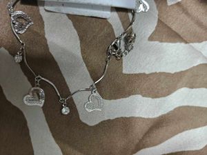 Silver Heart Charm Anklet 🧡🌼
