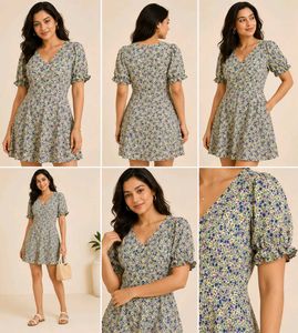 Floral Puff Sleeve Mini Dress