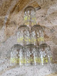 Set of 6 Vintage Floral Glasses