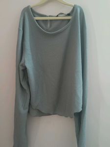 Sparkly Grey Ribbed Long Sleeve Top
