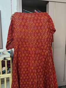 Red Bandhani Print gown