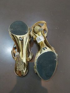 Sparkling Gold Heeled Sandals
