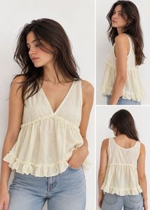 beige cute ruffle top