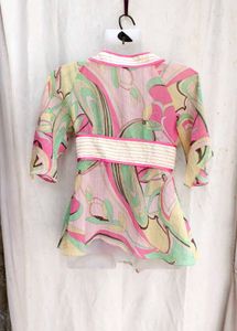 Vibrant Wrap Top with Belt