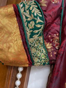 Elegant Maroon &amp; Gold Ethnic Gown
