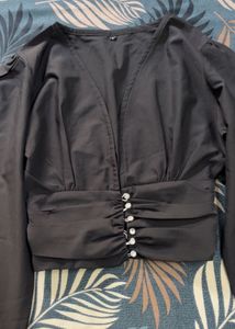 Chic Black V-Neck Blouse