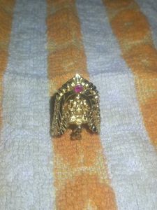 Exquisite Gold-Tone Ring with Divine Figure