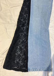 Lace Panel Flare Jeans