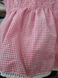 Pink Gingham Square Neck Top