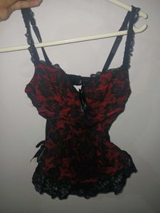 Gothic Red black babydoll top