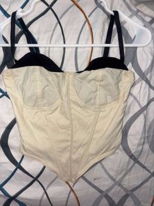 Cream Corset Top with Black Accents