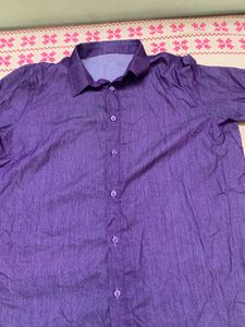 Purple Textured Button-Up Shirt