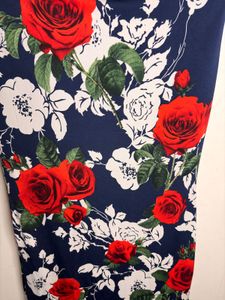 Navy Blue Saree with Red Roses