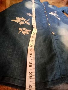 Denim Tunic with Leaf Print