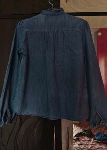 Denim Ruffle Blouse