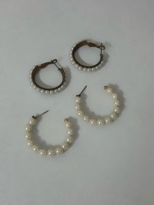 Pearl Hoop Earrings Set