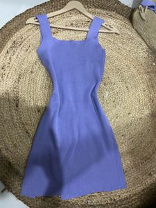 Sleek Lavender Square Neck Mini Dress