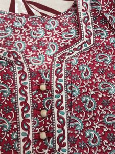 Red Paisley Print Kurta