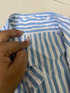 Blue &amp; White Striped Button-Up Shirt