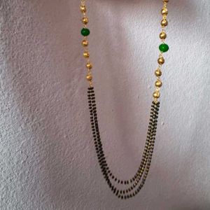 Gold Plated Mangalsutra with Green Beads