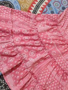 zudio branded Pink Printed Cotton Kurta