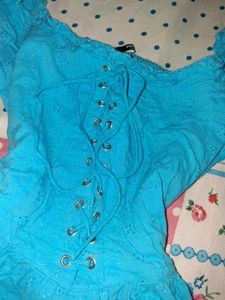 Cute Blue Puff Sleeve Dress