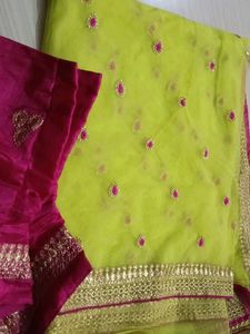 Vibrant Saree with Embellished Blouse