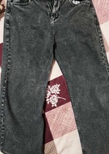 Washed Black Wide Leg Jeans