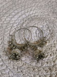 Silver Jhumka Hoop Earrings
