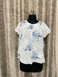White Floral Embroidered Top