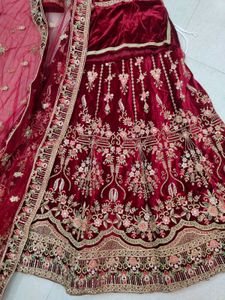 velvet lehnga with kurti and dupatta stitched