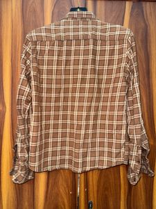 DNMX Men's Brown Plaid Button-Up Shirt | Size(Medi
