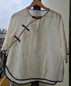 Mandarin Chic Bamboo Print Ethnic Top