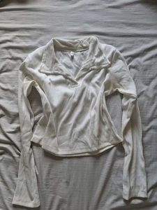Ribbed Collared Long Sleeve Top