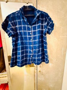 Blue Plaid Button-Down Shirt